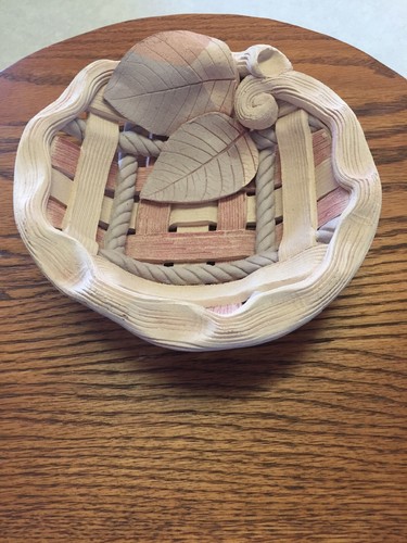 Hand Made Tri Color Clay Basket 6” D X 2” T - Picture 2 of 5