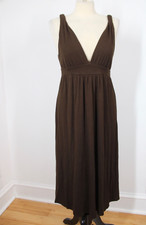 J Crew M Brown Twist Strap V-Neck Jersey Tank Midi Dress