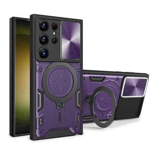 For Samsung S25 Ultra S25+ Shockproof Ring Stand Case Slide Lens Screen Cover - 第 13/18 張圖片