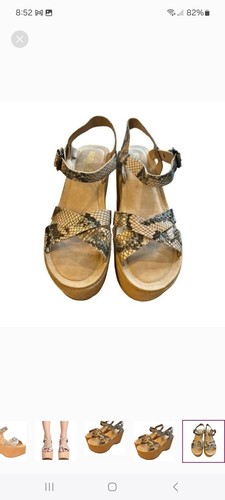 Kork-Ease x Free People Elysse Tan Suede Platform Sandals Snakeskin Size 9 - Picture 6 of 10