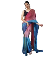 Indian Chiffon Saree With Unstitched Blouse Piece Party Wedding Wear For Women