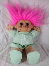 90s Vintage Large Russ Troll Doll- Pink Hair, Blue Eyes, Hospital Get Well Soon