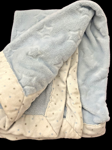 Little Me Security Baby Blanket - Light Blue Embossed Stars with Elephant - Picture 3 of 3