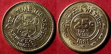 Vintage Token 1981 Chuck E Cheese Pizza Time PINOLE CA RARE aUNC #15 - US Seller