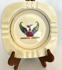 Phoenix Porcelain or Ceramic Ashtray 7" x 7" Colorful! A609