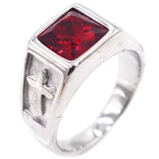 Vintage Cross CZ Wedding Signet Ring Stainless Steel Retro Punk Hiphop Jewelry