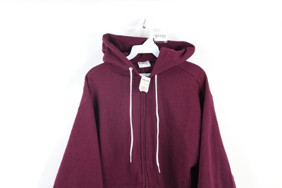 NOS Vintage 80s Hanes Mens Large Blank Full Zip Hoodie Sweatshirt 