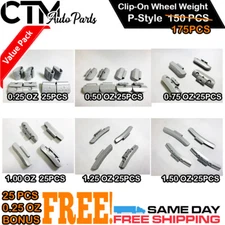 175 PCS CLIP ON WHEEL WEIGHT BALANCE P STYLE 0.25/0.5/0.75/1/1.25/1.5 OZ 25 EACH