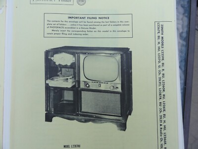 Vintage Sams Photofact Manual ZENITH MODELS L2259E, L2261E, L2267E, L2287R