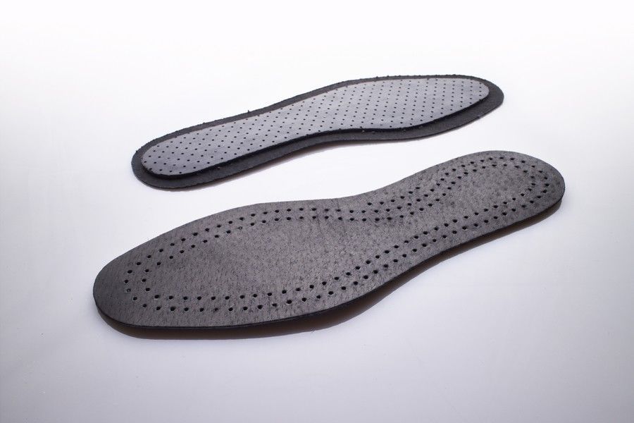 BLACK LEATHER SHOE INSOLES UNISEX ACTIVE CARBON GENUINE INNER SOLE