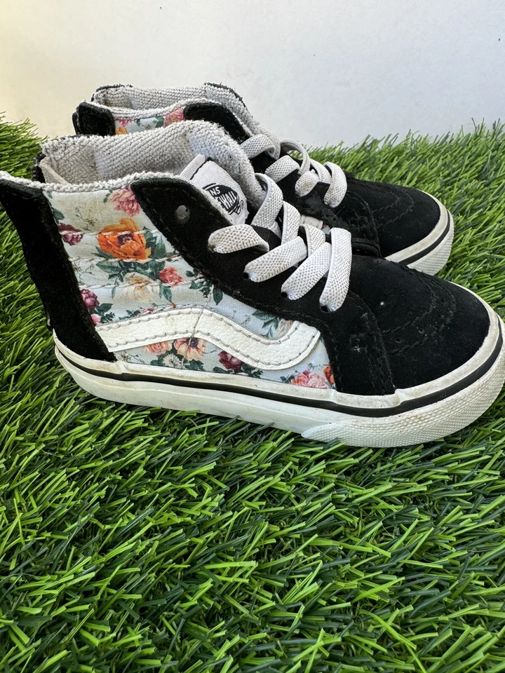Zapatos para niños pequeños talla 4,5 Vans Sk8 cremallera alta flor jardín Foto 3 de 4