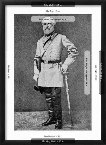 ART.COM Wall Art Print Robert E. Lee on Black Frame, 17" x 23" Framed 12" x 18" - Picture 5 of 5