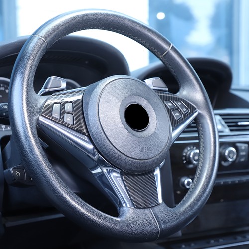 Car Steering Wheel Button Frame Cover For BMW 6 Series 2004-2009 ABS Carbon Trim - Picture 2 of 12
