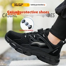 Men Safety Shoes Work Boots Breathable Steel Toe Cap Rotating Buckle Lightweight
