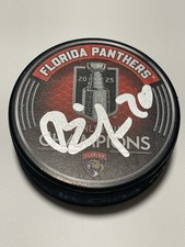 Jesper Boqvist Signed Puck 2025 Panthers Stanley Cup Champs Beckett BAS COA IP a