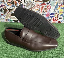 Size 8 IT/42 EU - Gucci GG Leather Moccasin Loafer Cocoa Brown Dress Shoes Men