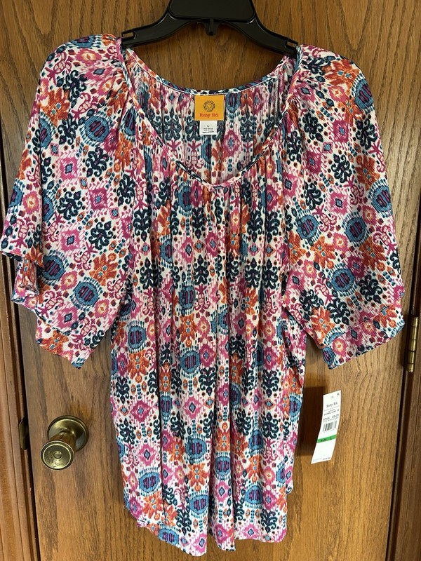 Ruby Road Peasant Top - Size L - Global Luxe Group - NWT$59