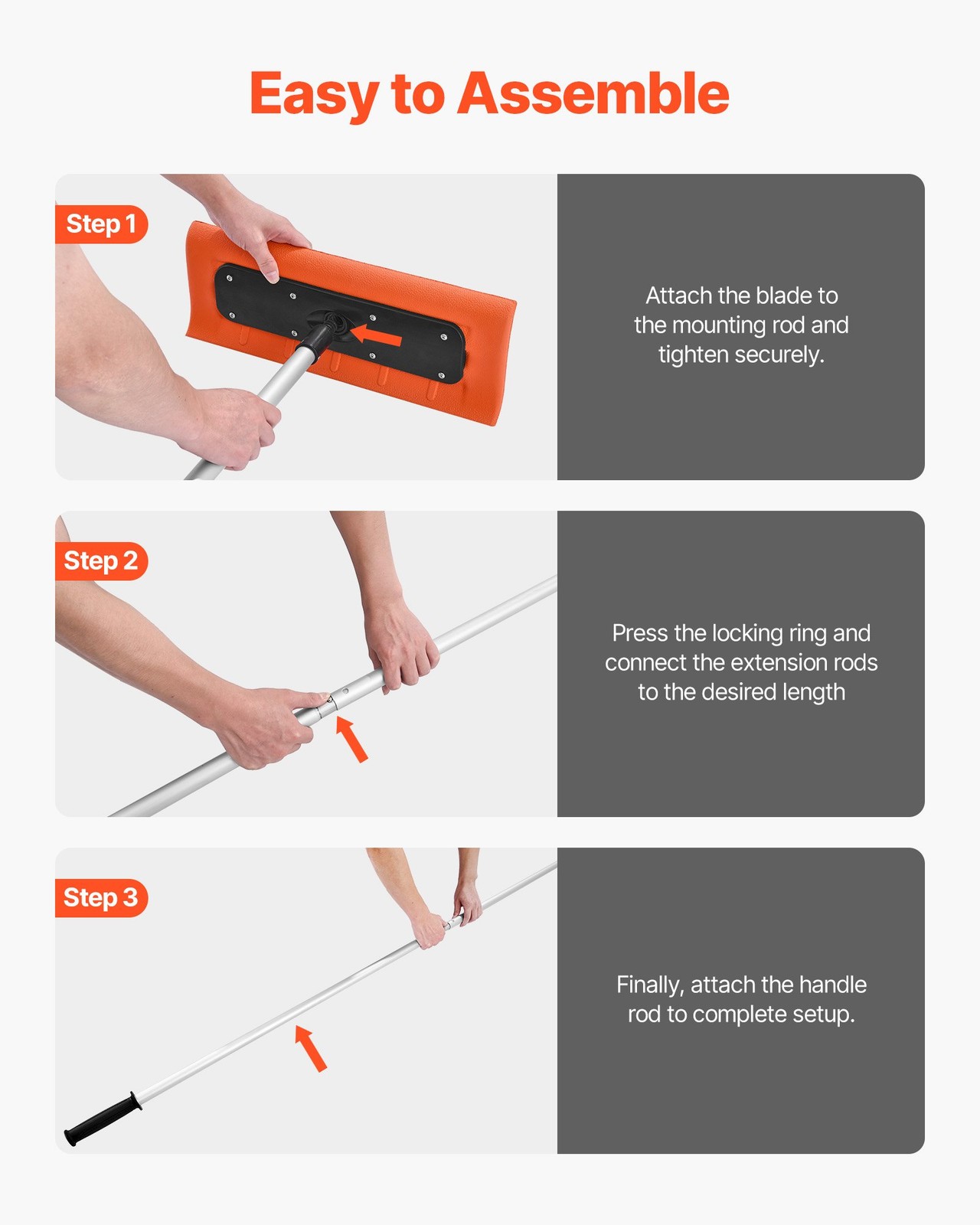VEVOR?Snow?Roof?Rake;?17.7?in?Foam?Blade;?7.3-18.4?ft?Adjustable?Roof?Snow?Scrap