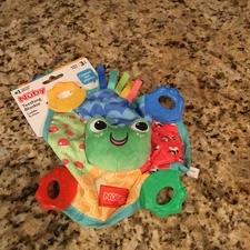 Nuby Teething Blankie Baby Teether Frog Squeaker Toy 3+ Months Crinkle