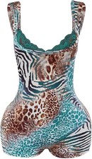 Milumia Women's Leopard Print Square Neck Romper Y2k Medium, Green and Brown