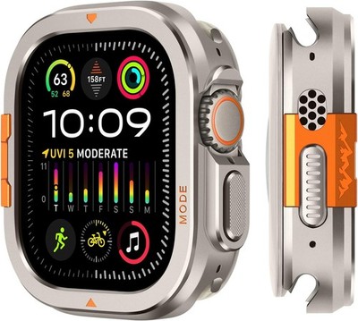 Titanium 2 in-1 Metal Cover for Apple Watch Ultra 49mm, Rugged Bumper & Protecto