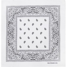 12pc Lot Vintage 100 Cotton White PAISLEY Bandanas Face Scarf Head Wrap Dozen