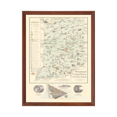 #ad Old Map of Indiana 1923 Vintage Indiana Art $52.99