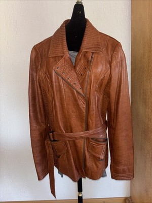 Lederjacke Damen BiBA Gr. 40 braun glänzend hochwertig sehr gut NP: über 300 