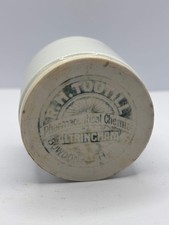 Old lidded chemist pot with bakelite lid. R.H Tootill pharmaceutical chemist