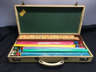 VTG Cardinal Mah Jongg Set Bakelite Butterscotch Includes 5 Racks 163 Tiles Dice