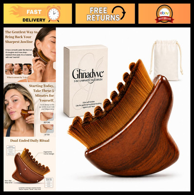 3-in-1 Lymphatic Face Massager & Dry Brush, Gua Sha Tool for De-Puffing & Sculpt