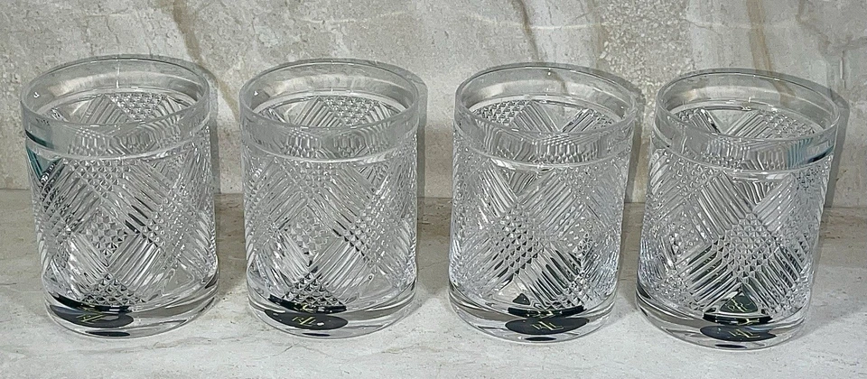 Ralph Lauren ARGYLE Cristal Doble Antiguo Juego de Vasos de Whisky (4) Bar Nuevo con Etiquetas Foto 2 de 4