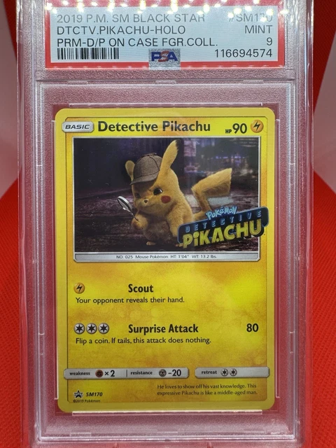 DETECTIVE PIKACHU #SM170 HOLO-POKEMON BLACK STAR PROMO STAMPED PSA 9 -LOW POP 💎