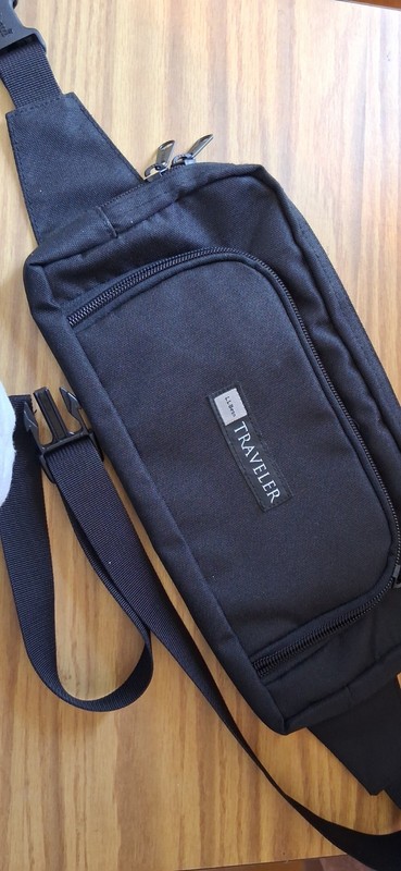 L.L.Bean Black Waist Compartment Bag, Zip Closure, Adjustable Strap, Travel