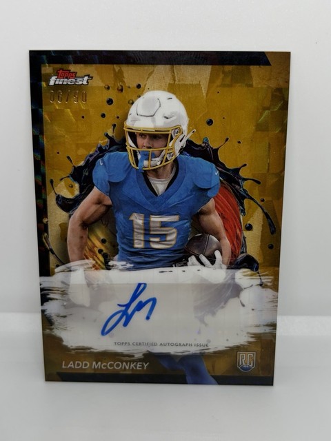Ladd McConkey 2024 Topps Finest Gold Refractor Auto /50 RC Chargers