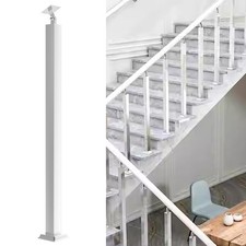 42in - 34in Square Stair Baluster Post 270° Adjust Railing Spindle Silver 4 Pack