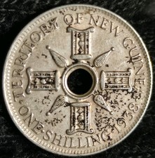 Territory Of New Guinea King George VI One Shilling 1938 Silver Coin