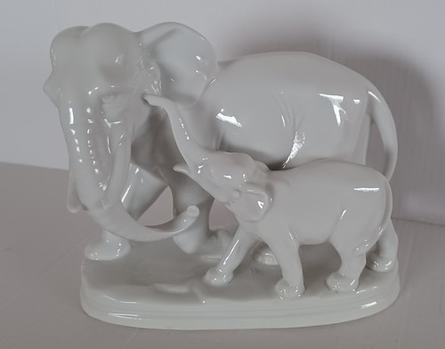Porzellanfigur Elefant mit Baby, 9905, Weiss, Kühnert & Co. Gräfenthal, 12 cm - Bild 2 von 8