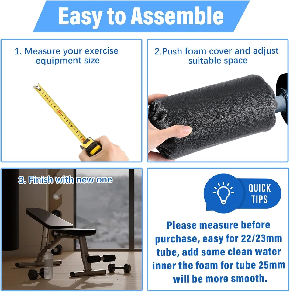 Paquete de 4 almohadillas de rodillos de espuma de 8x3,5x0,8 pulgadas de repuesto para banco de pesas y equipos de gimnasio Foto 4 de 4