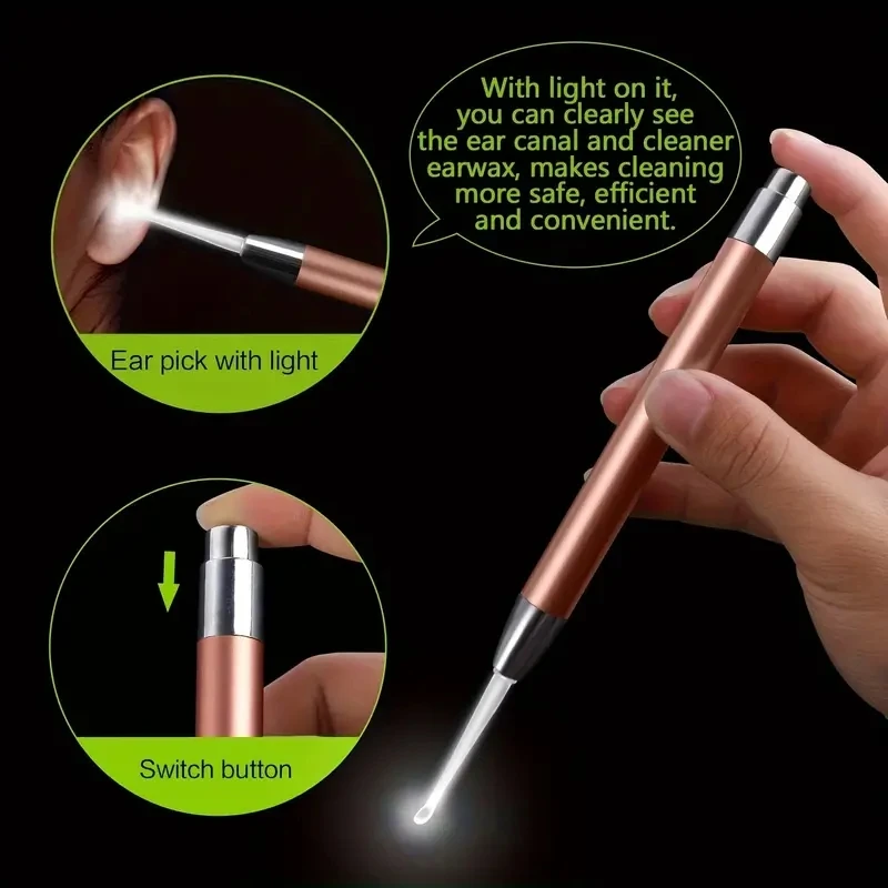 Luminous Ear Scoop LED Light Stainless Steel Visual Ear Cleaner Tool ...