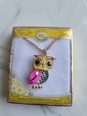 Handmade Glass Owl Necklace With 22kt Accent