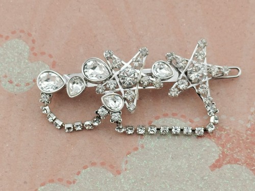 Amazing Swarovski signed silver tone rhodium plated clear rhinestones Barrett