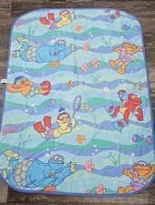 Vintage Sesame Street Toddler Quilt Blanket Comforter Under the Sea Elmo Cookie