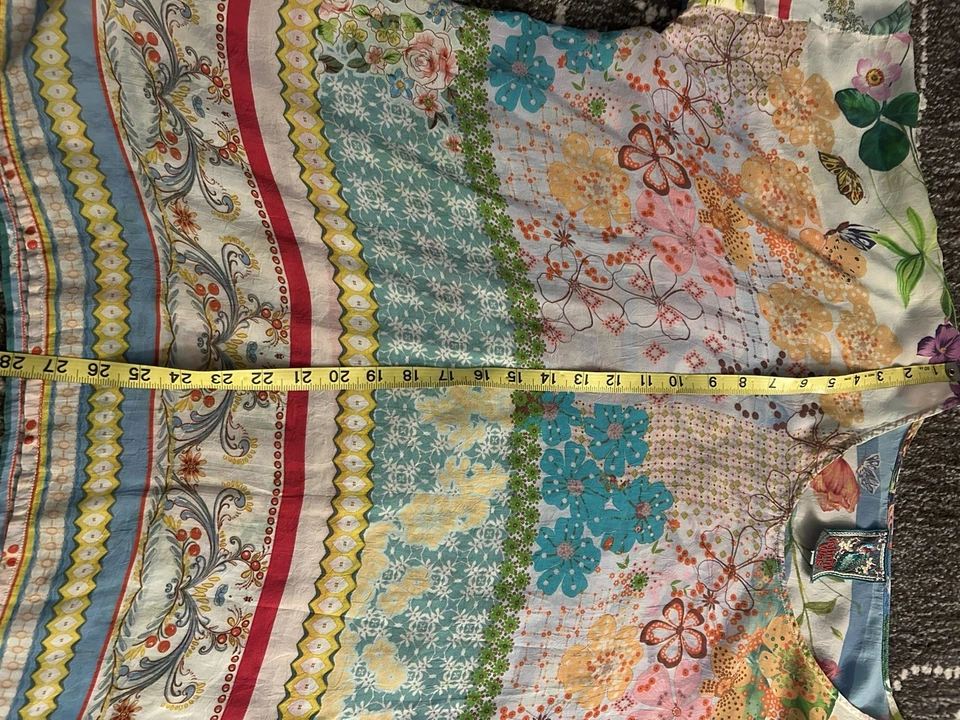 JOHNNY WAS Colorful Floral Women's Large Bohemian Boho Hippie oversized blouse   - Image 4 of 4