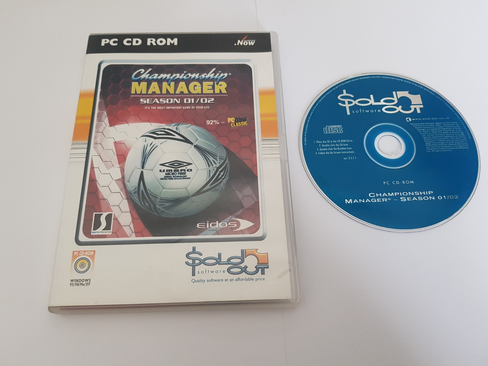 Championship Manager Season 01-02 Football Manager PC CD ROM Game EIDOS