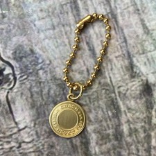 Coach Vintage Hangtag Purse Charm Keychain Gold Metal Circle est 1941 on a Chain