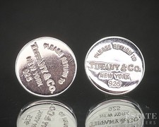 Sterling Silver Tiffany  Co. Return To Tiffany Button Stud Earrings 2.4g p14929