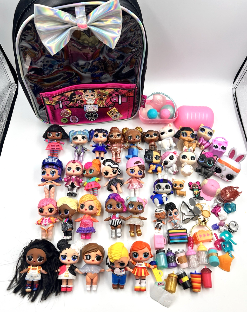 Huge Lot Of LOL Surprise Dolls 3” Pets Accessories Small book bag