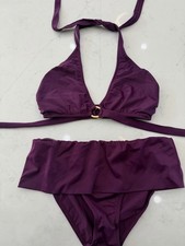 Venus Vintage Plum Bikini Ring Detail Wrap Bikini Top DD  Skirted Bottoms 8