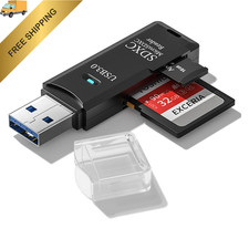 USB3.0 Micro SD Card Reader, 5Gbps 2-in-1 Compact, Black 1 Pack
